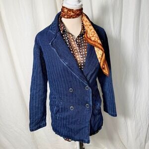 Fury Navy Herringbone Double Breasted Blazer Jacket – Size M